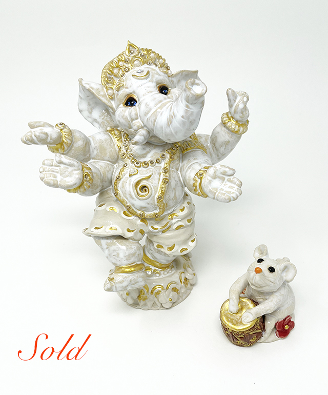 SOLD Brigitte Saugstad Ganesha Dancing+mouse-1