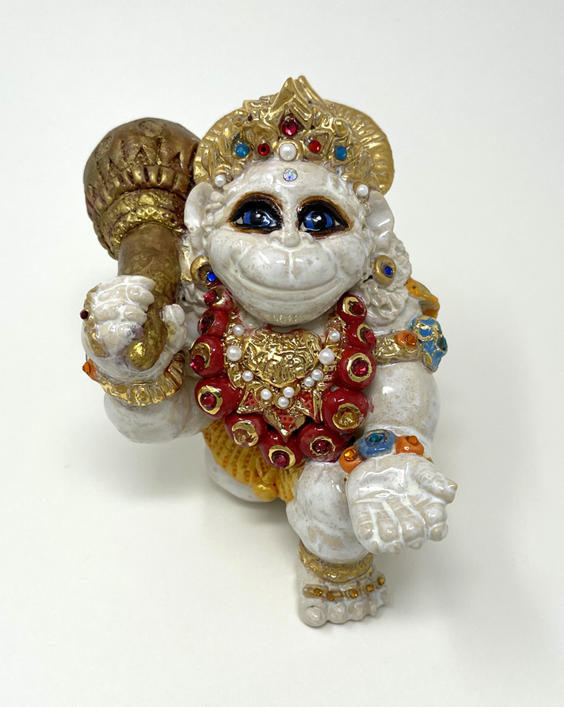 Brigitte Saugstad Hanuman-31, hand-modelled ceramic statue, sculpture, idol, figurine, monkey -A