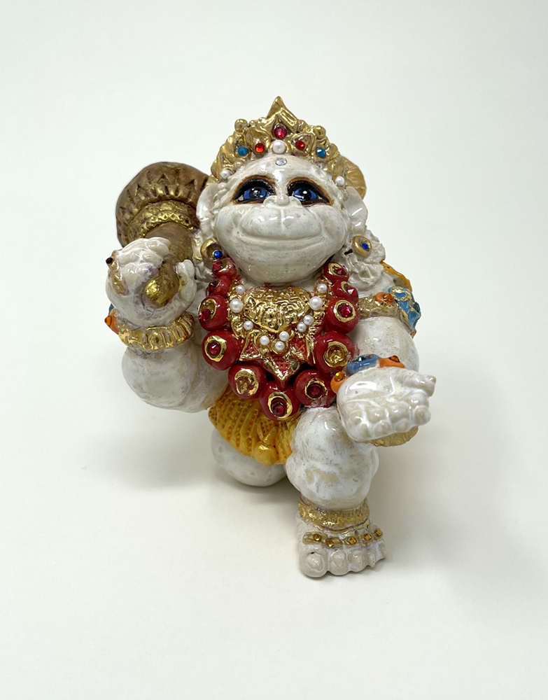 Brigitte Saugstad Hanuman-31, hand-modelled ceramic statue, sculpture, idol, figurine, monkey -B