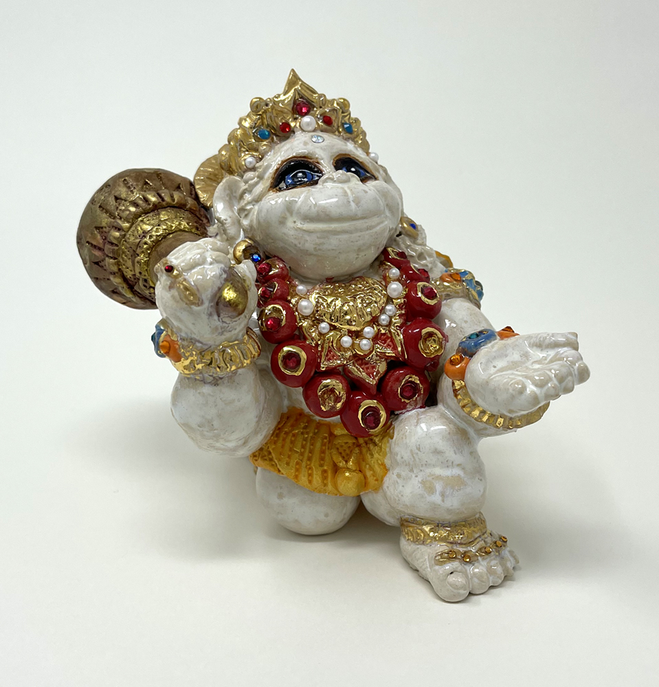 Brigitte Saugstad Hanuman-31, hand-modelled ceramic statue, sculpture, idol, figurine, monkey -C