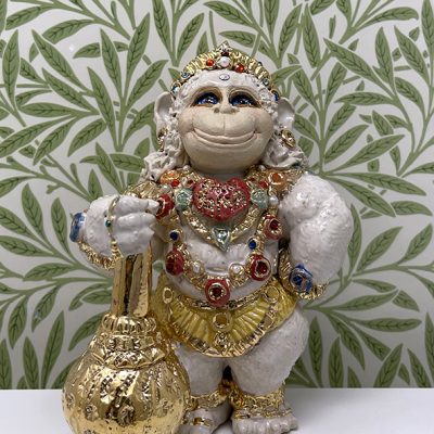Brigitte Saugstad Hanuman Royal-15 ceramic statue, sculpture, idol, figurine, monkey -A