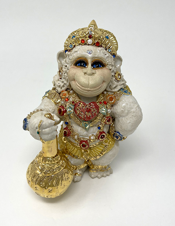 Brigitte Saugstad Hanuman Royal-15 ceramic statue, sculpture, idol, figurine, monkey -B