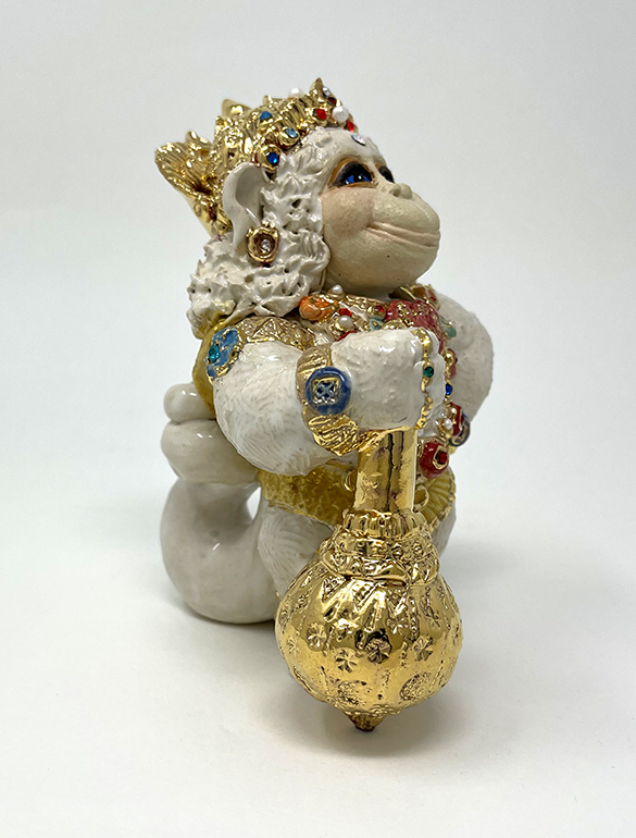 Brigitte Saugstad Hanuman Royal-15 ceramic statue, sculpture, idol, figurine, monkey -C