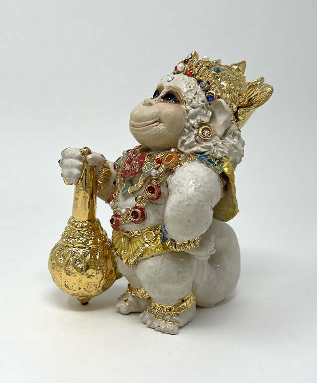 Brigitte Saugstad Hanuman Royal-15 ceramic statue, sculpture, idol, figurine, monkey -E