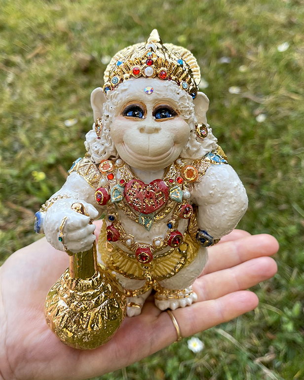 Brigitte Saugstad Hanuman Royal-15 ceramic statue, sculpture, idol, figurine, monkey -G