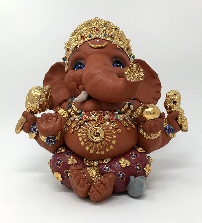 Brigitte Saugstad Ganesha Royal-3, ceramic statue, sculpture, idol, figurine, elephant -B