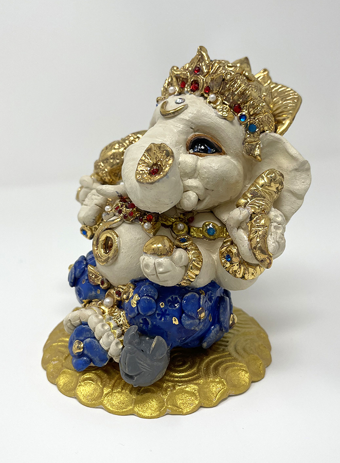 Brigitte Saugstad Ganesha Royal-40, ceramic statue, sculpture, idol, figurine, elephant -E