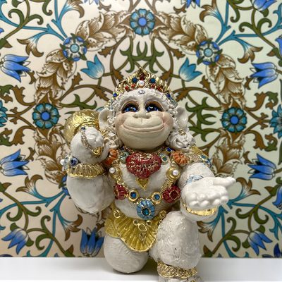 Brigitte Saugstad Hanuman Royal-14 ceramic statue, sculpture, idol, figurine, monkey -A