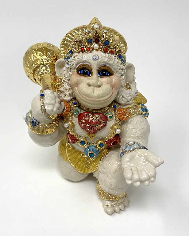 Brigitte Saugstad Hanuman Royal-14 ceramic statue, sculpture, idol, figurine, monkey -B