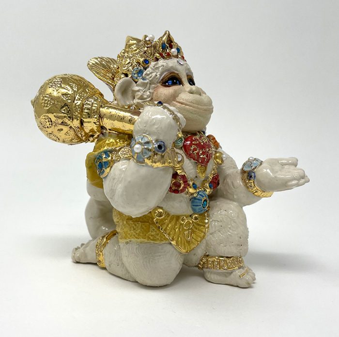 Brigitte Saugstad Hanuman Royal-14 ceramic statue, sculpture, idol, figurine, monkey -C
