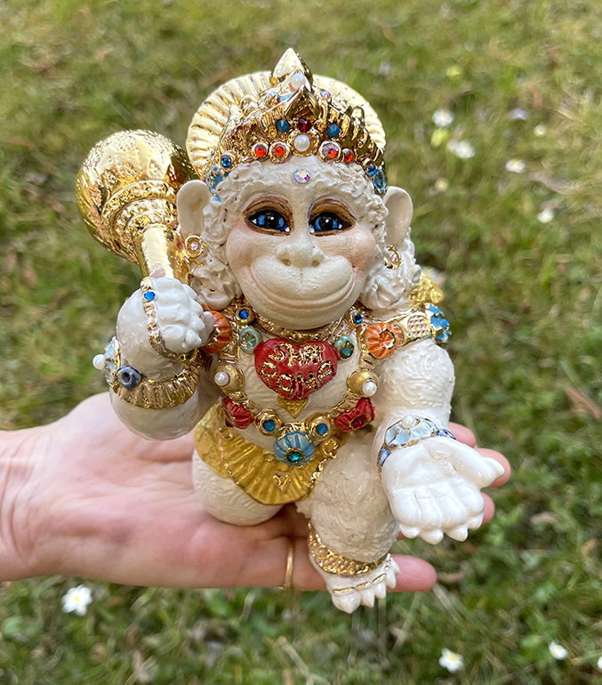 Brigitte Saugstad Hanuman Royal-14 ceramic statue, sculpture, idol, figurine, monkey -G
