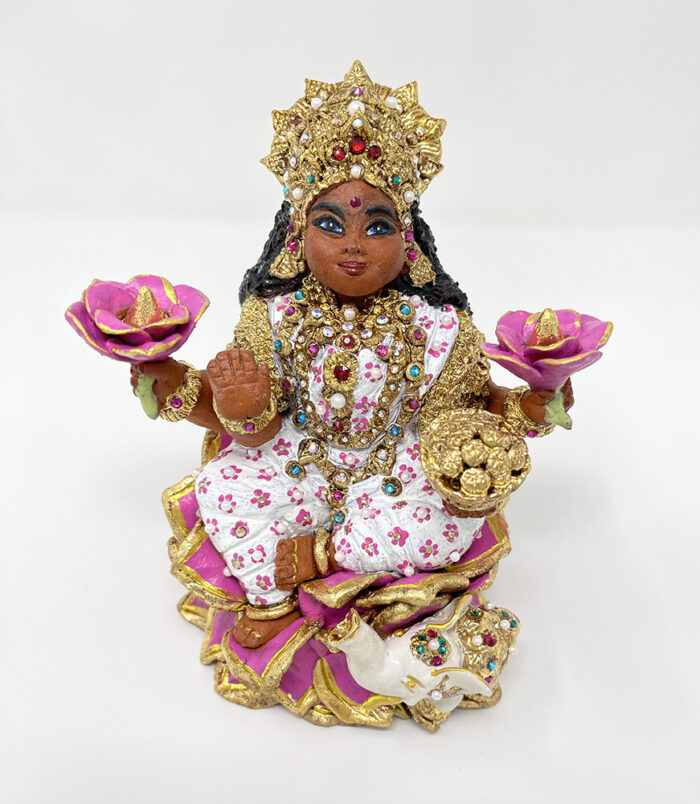 Brigitte Saugstad Lakshmi-3 15x10x11, ceramic statue, sculpture, idol, figurine -C