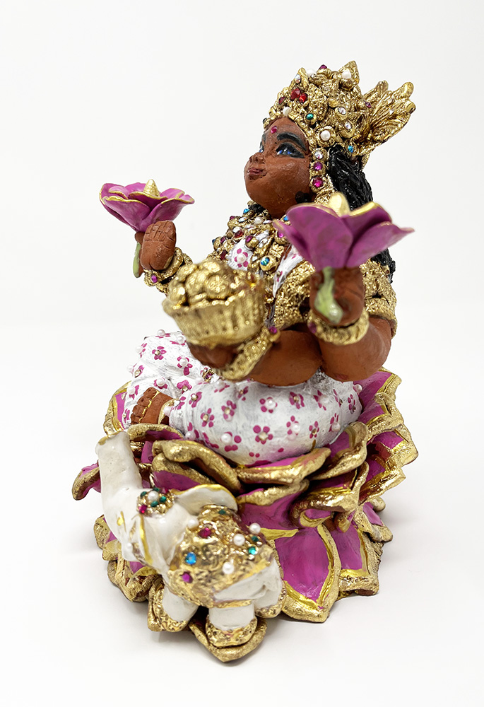 Brigitte Saugstad Lakshmi-3 15x10x11, ceramic statue, sculpture, idol, figurine -G
