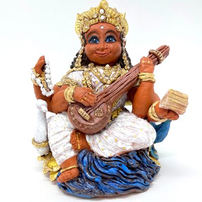 Brigitte Saugstad Saraswati -1 ceramic statue, sculpture, idol, figurine B