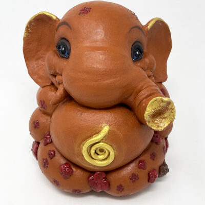 Brigitte Saugstad Ganesha Swayambhu-31, ceramic statue, sculpture, idol, figurine, elephant -A