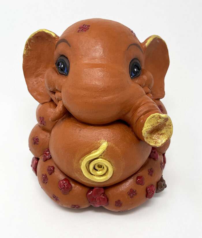 Brigitte Saugstad Ganesha Swayambhu-31, ceramic statue, sculpture, idol, figurine, elephant -A