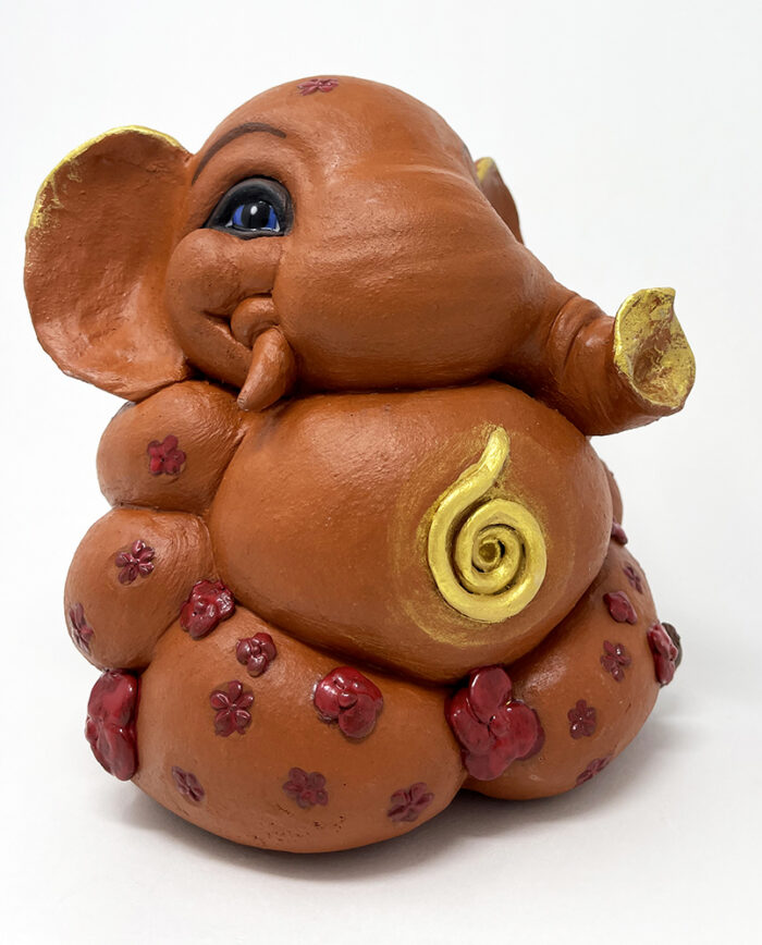 Brigitte Saugstad Ganesha Swayambhu-31, ceramic statue, sculpture, idol, figurine, elephant -C