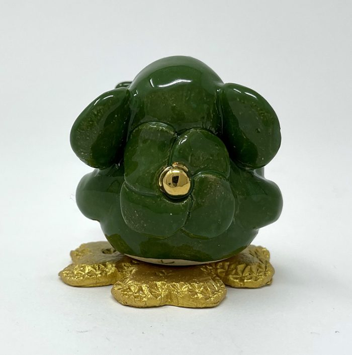 Brigitte Saugstad Ganesha Swayambhu-13 glazed green ceramic statue, sculpture, idol, figurine, elephant -D