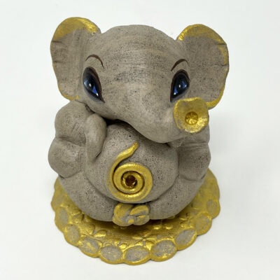 Brigitte Saugstad Ganesha Swayambhu STONE-32, ceramic statue, sculpture, idol, figurine, elephant -A