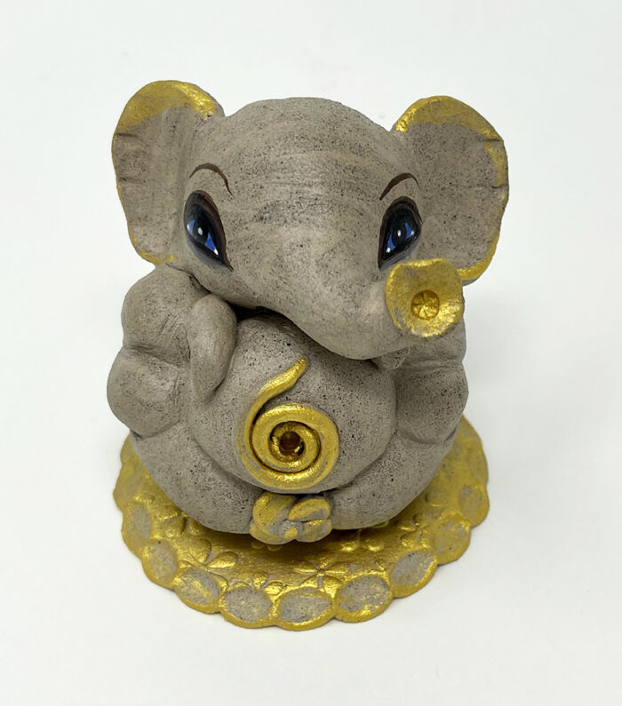 Brigitte Saugstad Ganesha Swayambhu STONE-32, ceramic statue, sculpture, idol, figurine, elephant -A