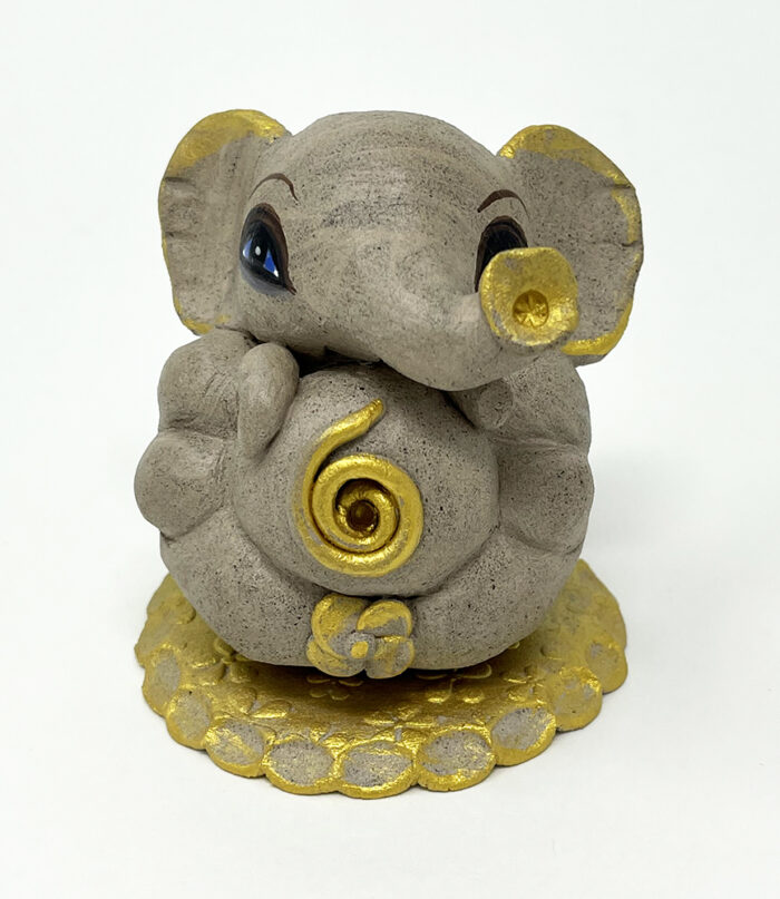 Brigitte Saugstad Ganesha Swayambhu STONE-32, ceramic statue, sculpture, idol, figurine, elephant -B