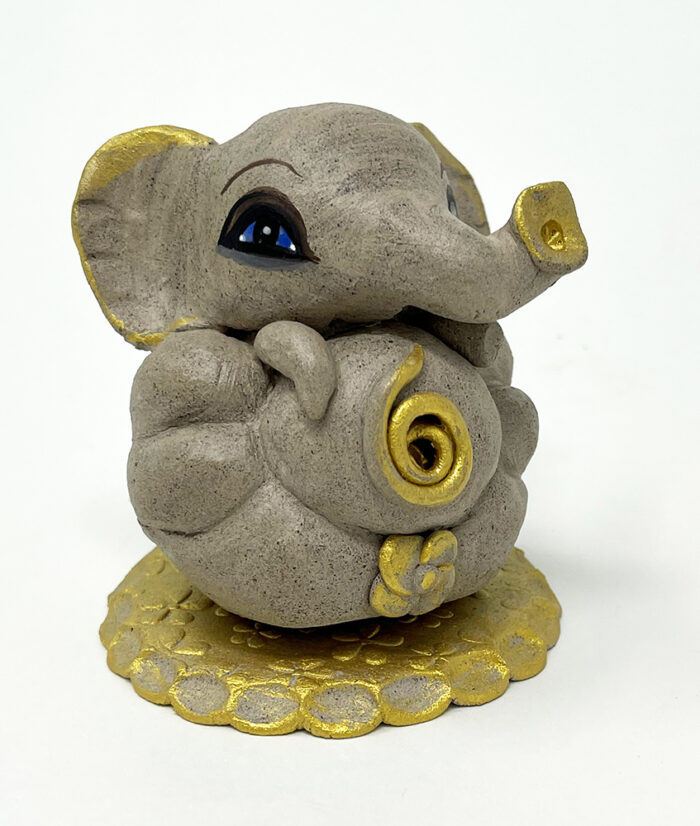 Brigitte Saugstad Ganesha Swayambhu STONE-32, ceramic statue, sculpture, idol, figurine, elephant -C