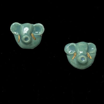 Brigitte Saugstad Earrings-20- Ganesha-jade ceramic earrings, handmade, unique, original, elephant, Ganesha -B