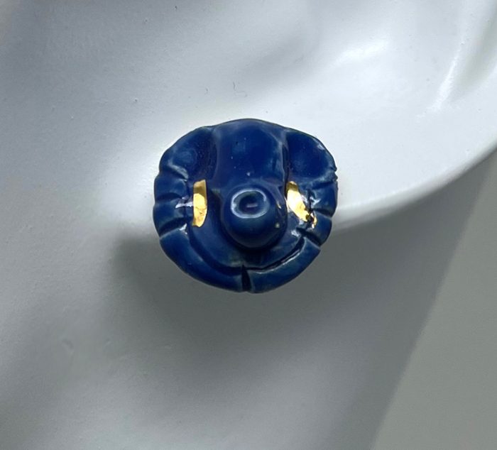 Brigitte Saugstad Earrings-21- Ganesha-darkblue ceramic earrings, handmade, unique, original, elephant -A