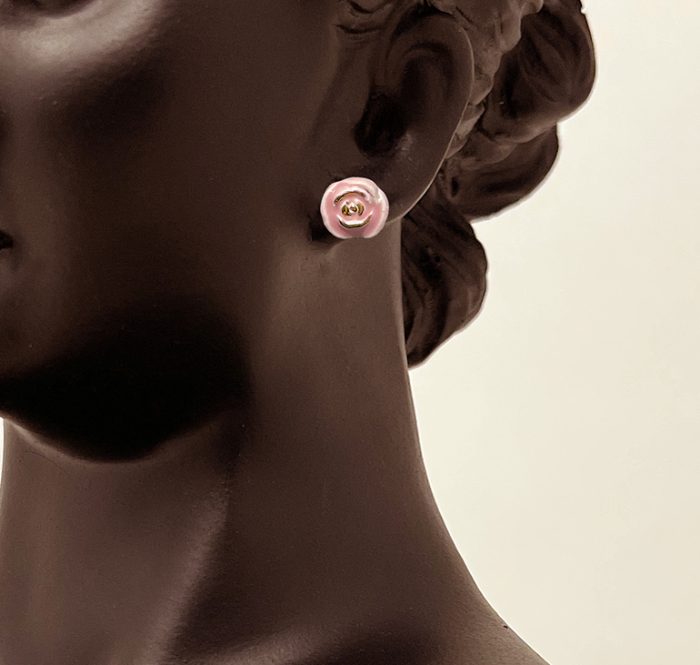 Brigitte Saugstad Earrings-27- rose-pink ceramic earrings, handmade, unique, original -A