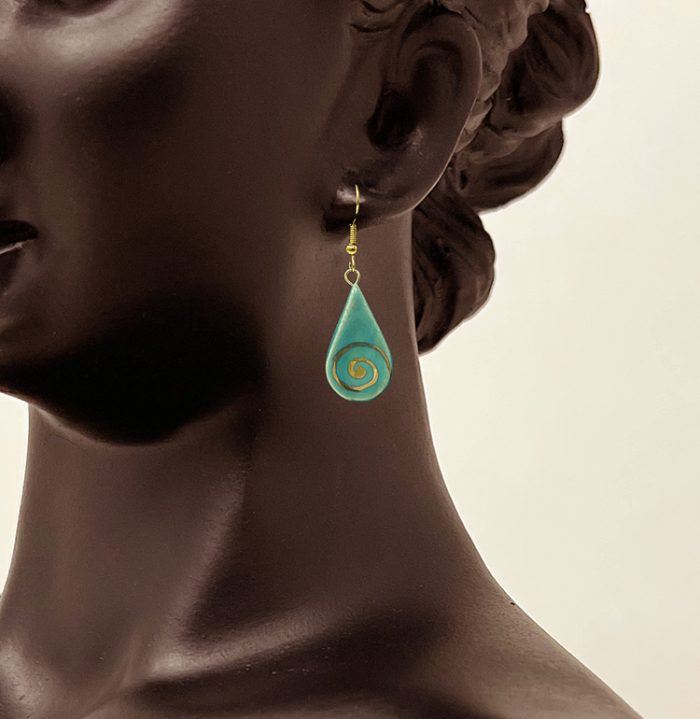 Brigitte Saugstad Earrings-6 teardrop-jade ceramic earrings, handmade, unique, original -A