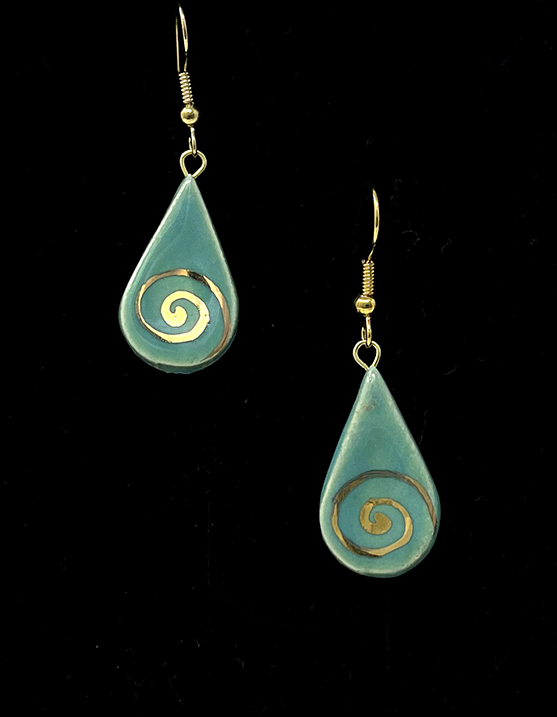 Brigitte Saugstad Earrings-6 teardrop-jade ceramic earrings, handmade, unique, original -B