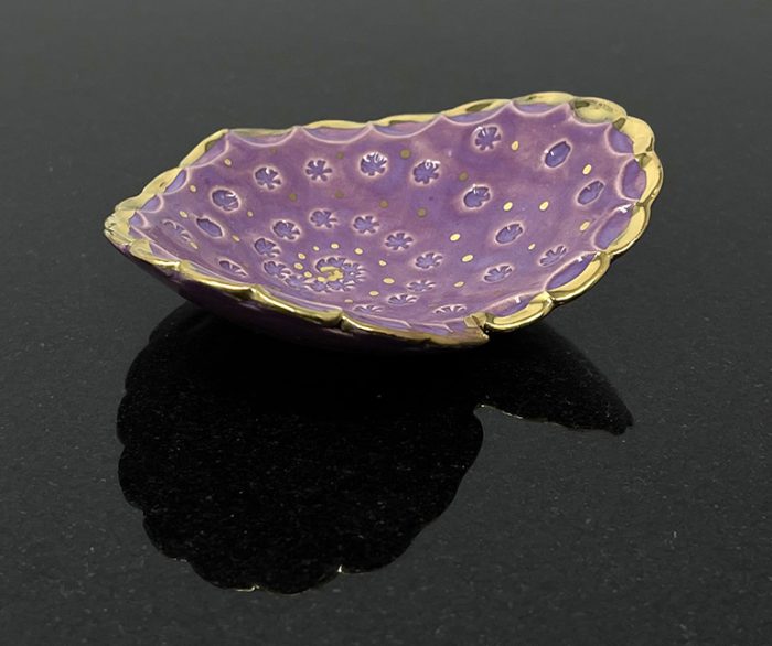 Brigitte Saugstad Papageno-4 heart-violet ceramic bowl, handmade, unique, original -B