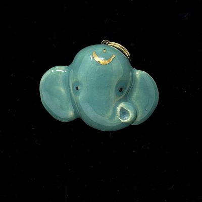 Brigitte Saugstad Pendant-1 Ganesha-jadegreen ceramic pendant, handmade, unique, original, elephant, Ganesha -B
