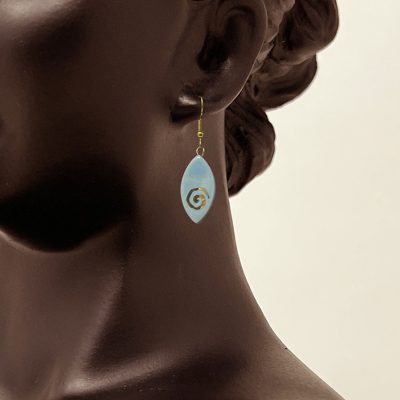 Brigitte Saugstad Earrings-16 ellipse-lightblue ceramic earrings, handmade, unique, original -A