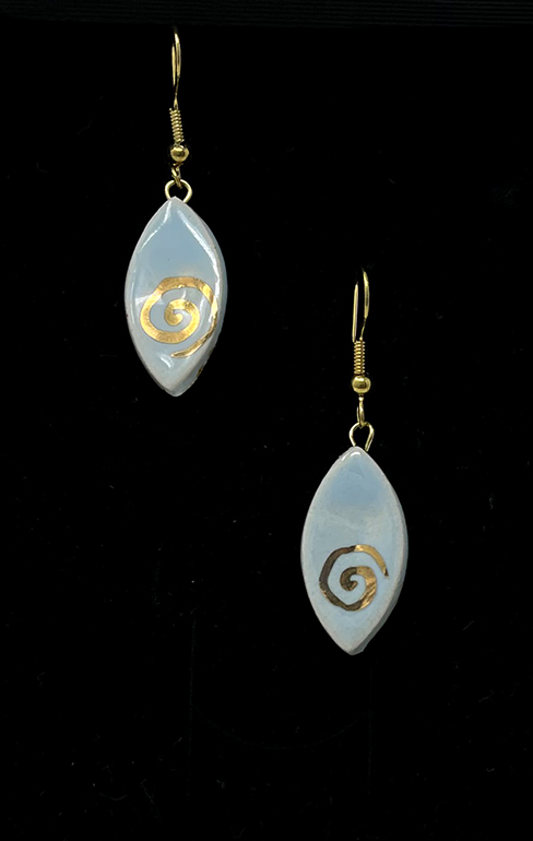 Brigitte Saugstad Earrings-16 ellipse-lightblue ceramic earrings, handmade, unique, original -B