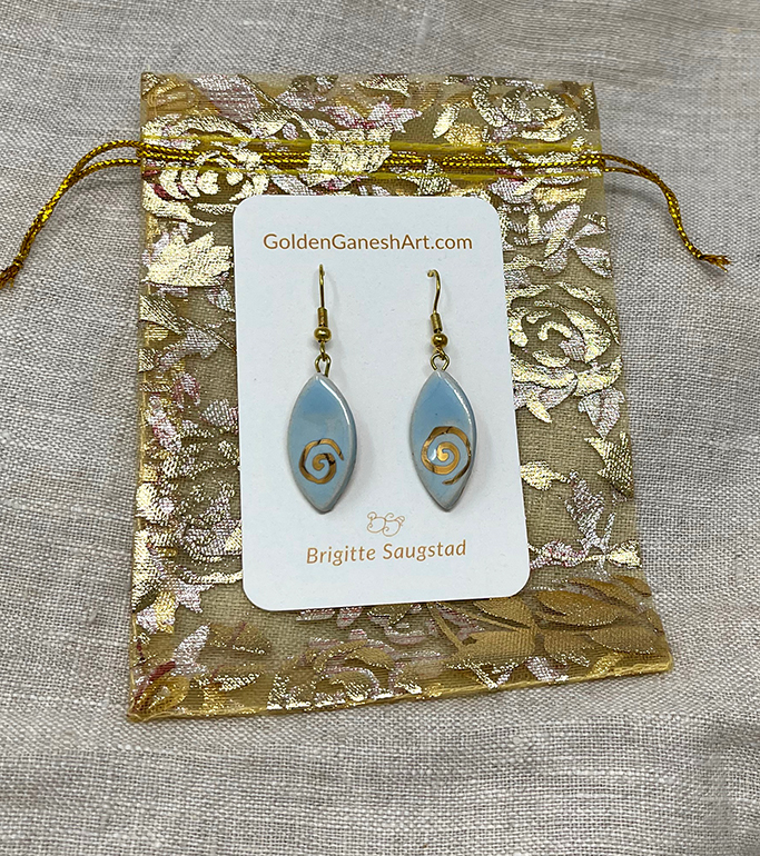 Brigitte Saugstad Earrings-16 ellipse-lightblue ceramic earrings, handmade, unique, original -C