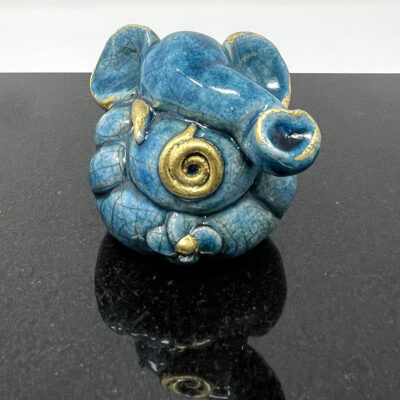 Brigitte Saugstad Ganesha Raku-17, ceramic statue, sculpture, idol, figurine, elephant -B