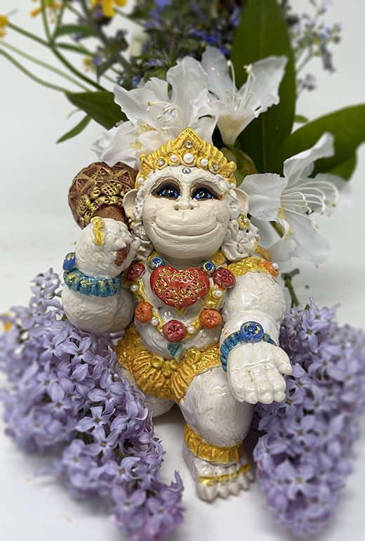 Brigitte Saugstad Hanuman Royal-16 ceramic statue, sculpture, idol, figurine, monkey -A