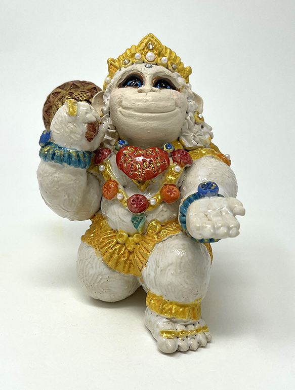 Brigitte Saugstad Hanuman Royal-16 ceramic statue, sculpture, idol, figurine, monkey -B