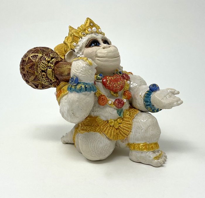 Brigitte Saugstad Hanuman Royal-16 ceramic statue, sculpture, idol, figurine, monkey -C