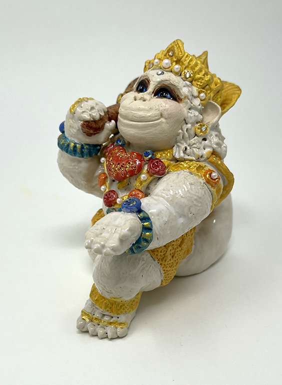 Brigitte Saugstad Hanuman Royal-16 ceramic statue, sculpture, idol, figurine, monkey -E