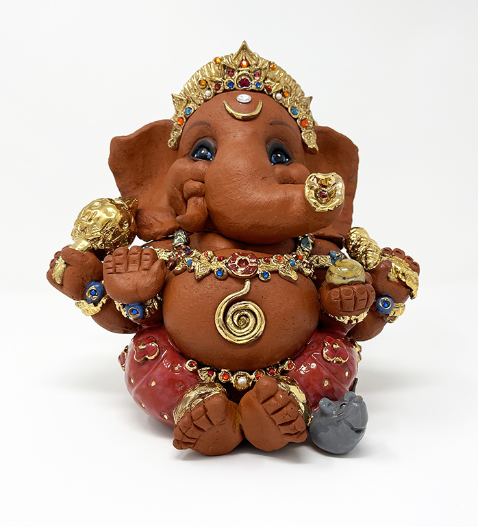 Brigitte Saugstad Ganesha Royal-31 ceramic statue, sculpture, idol, figurine, elephant -A