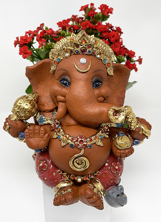 Brigitte Saugstad Ganesha Royal-31 ceramic statue, sculpture, idol, figurine, elephant -F