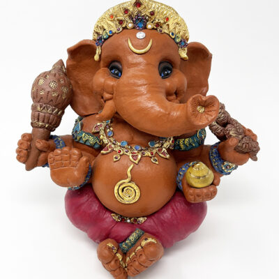 Brigitte Saugstad Ganesha Royal-42, ceramic statue, sculpture, idol, figurine, elephant -A