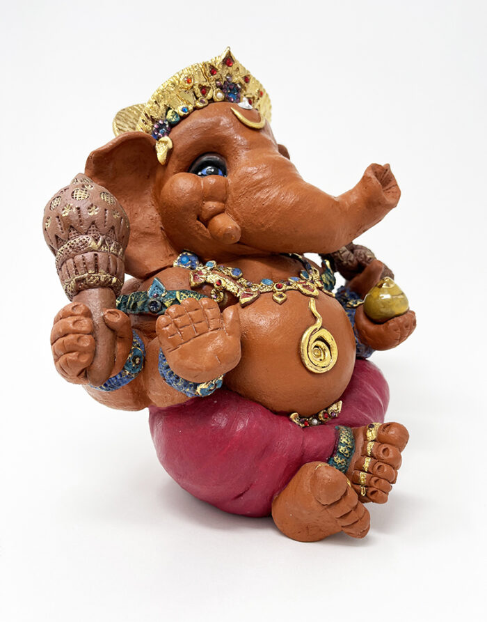 Brigitte Saugstad Ganesha Royal-42, ceramic statue, sculpture, idol, figurine, elephant -C