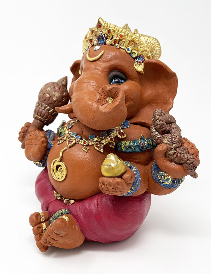 Brigitte Saugstad Ganesha Royal-42, ceramic statue, sculpture, idol, figurine, elephant -E