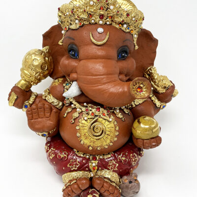 Brigitte Saugstad Ganesha Royal-45, ceramic statue, sculpture, idol, figurine, elephant -A