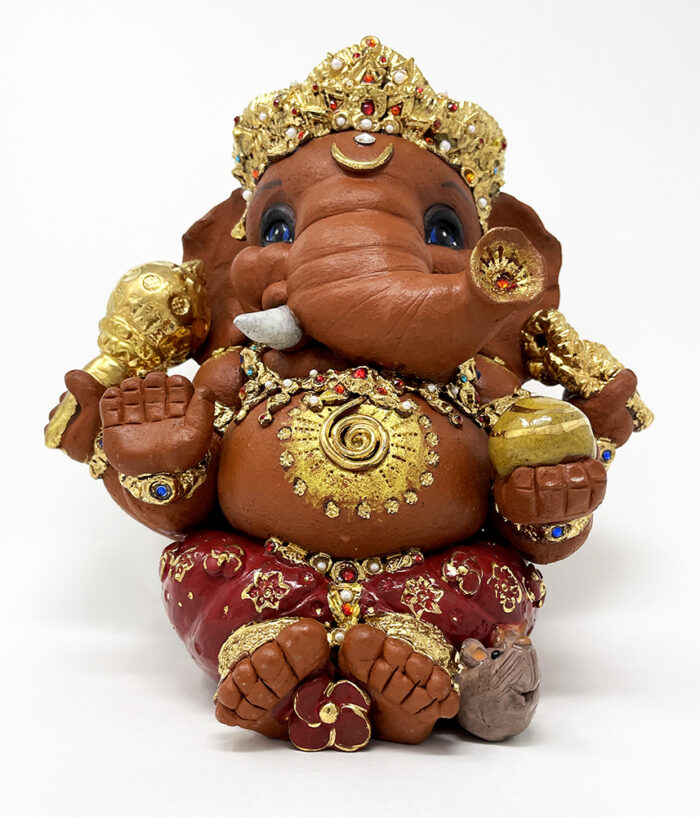 Brigitte Saugstad Ganesha Royal-45, ceramic statue, sculpture, idol, figurine, elephant -B