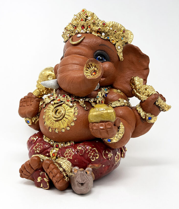 Brigitte Saugstad Ganesha Royal-45, ceramic statue, sculpture, idol, figurine, elephant -D