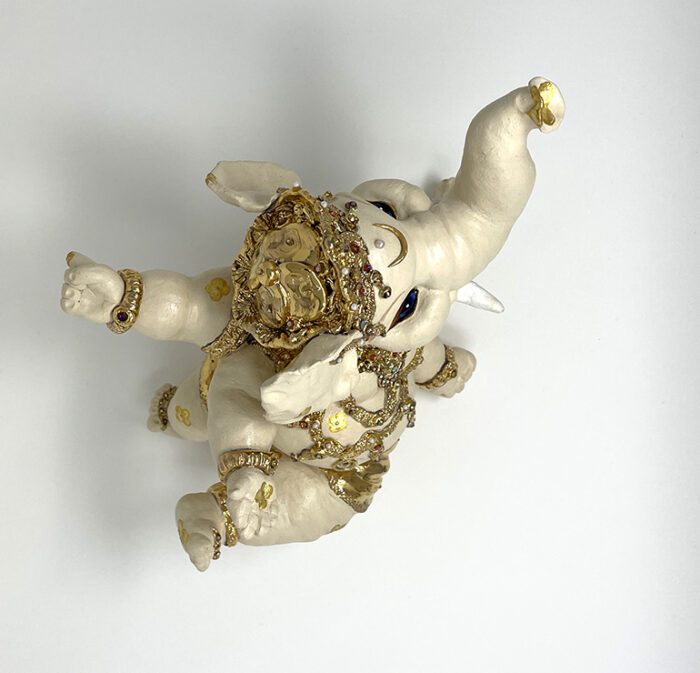 Brigitte Saugstad Ganesha Dancing-2, ceramic statue, sculpture, idol, figurine, elephant -E